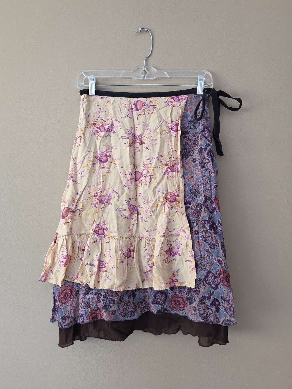Vintage Y2k Mixed Print Faux Strap Skirt